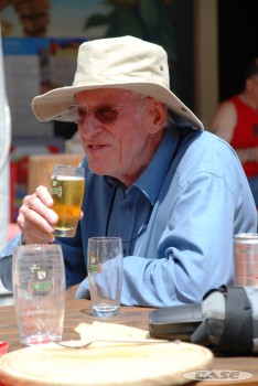 Jim Milledge enjoys a beer