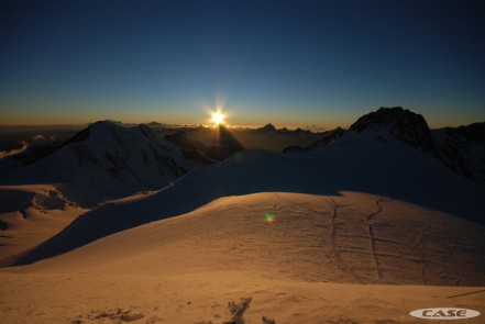 The sunset from the Margherita Hut